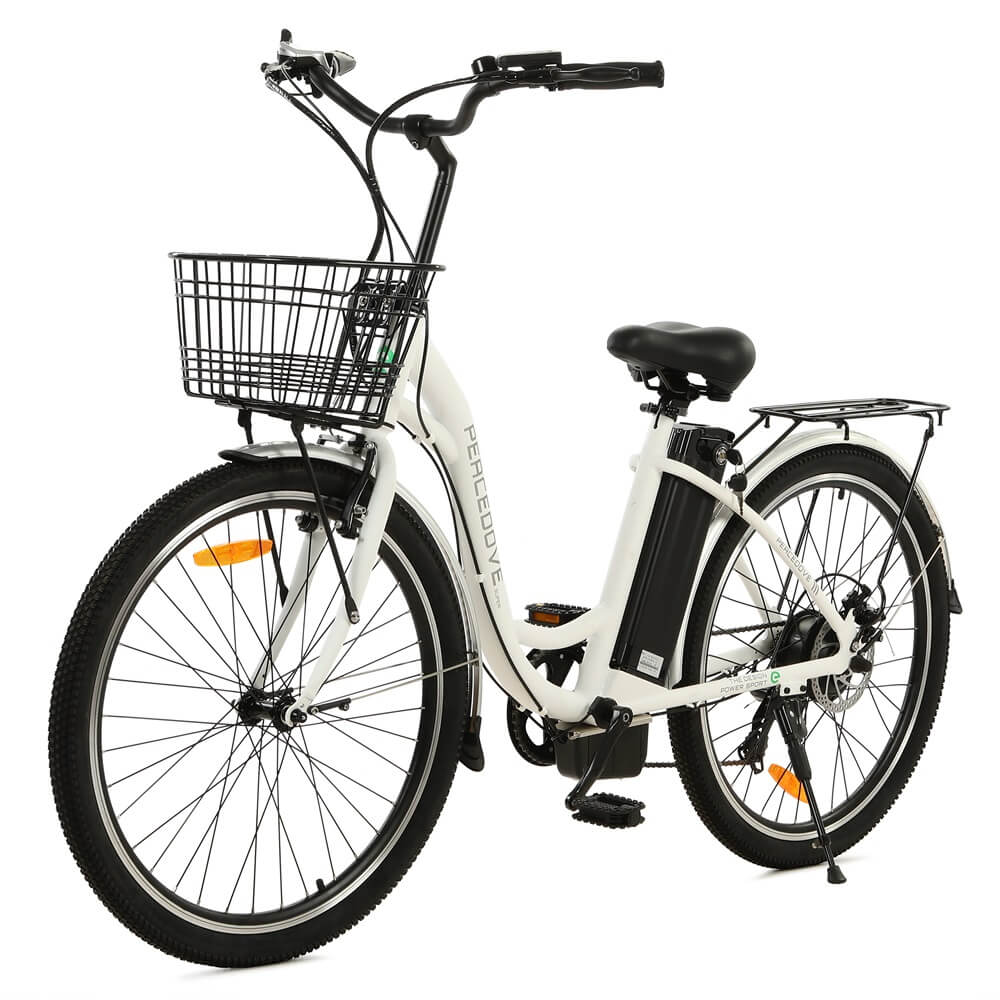 Ecotric Peacedove 36V 350W Step Through City Commuter Electric Bike-White2-Side View