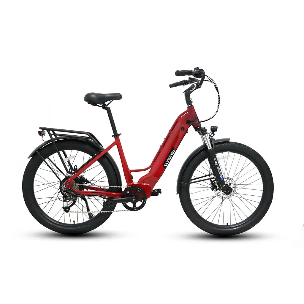 Eunorau META275 500W 48V Step Over Cruiser Electric Bike Step Over Red