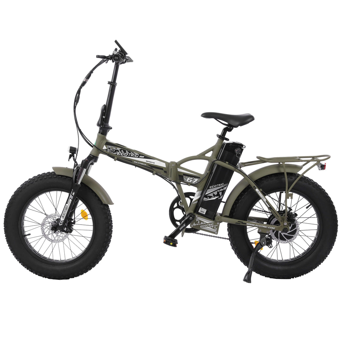 Ecotric 48V 500W Fat Tire Portable Folding Electric Bike Plus LCD Display