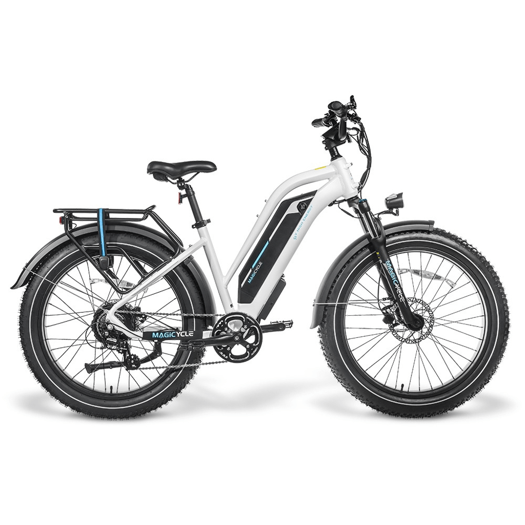 Magicycle 750W 52V 20Ah Cruiser Pro Mid Step-Thru Mountain Electric Bike White Right Side