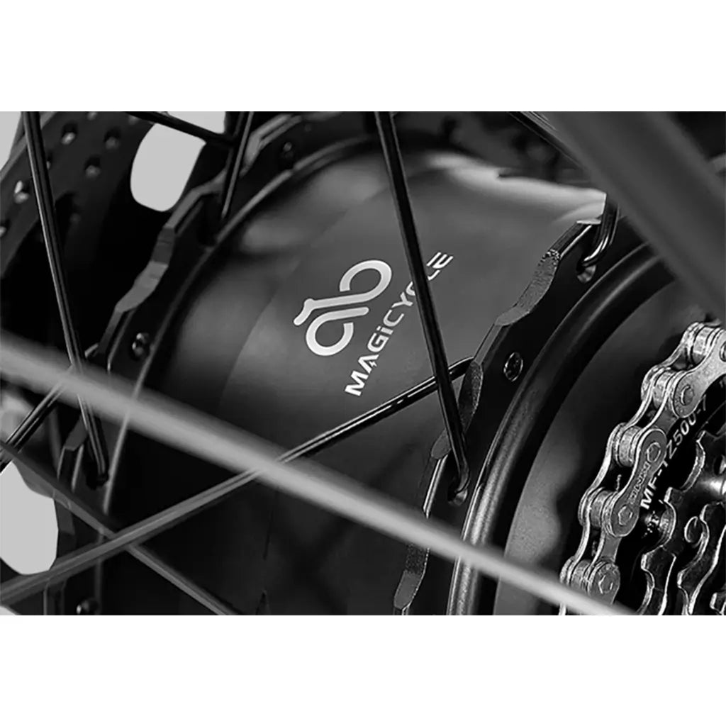 Magicycle Deer Softail 750W 52V Full Suspension SUV Electric Bike Hub Logo