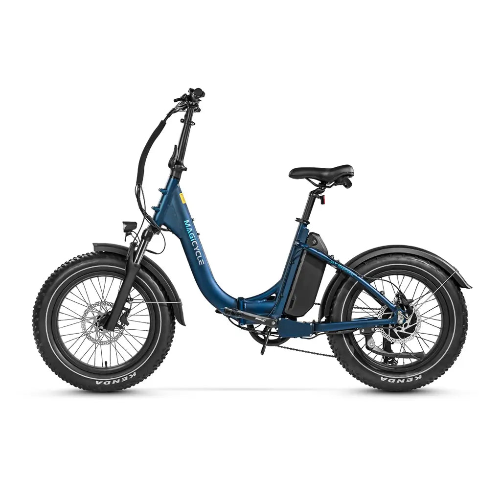 Magicycle Jaguarundi 600W 52V Folding Step-Thru Fat Tire Electric Bike Blue Left Side
