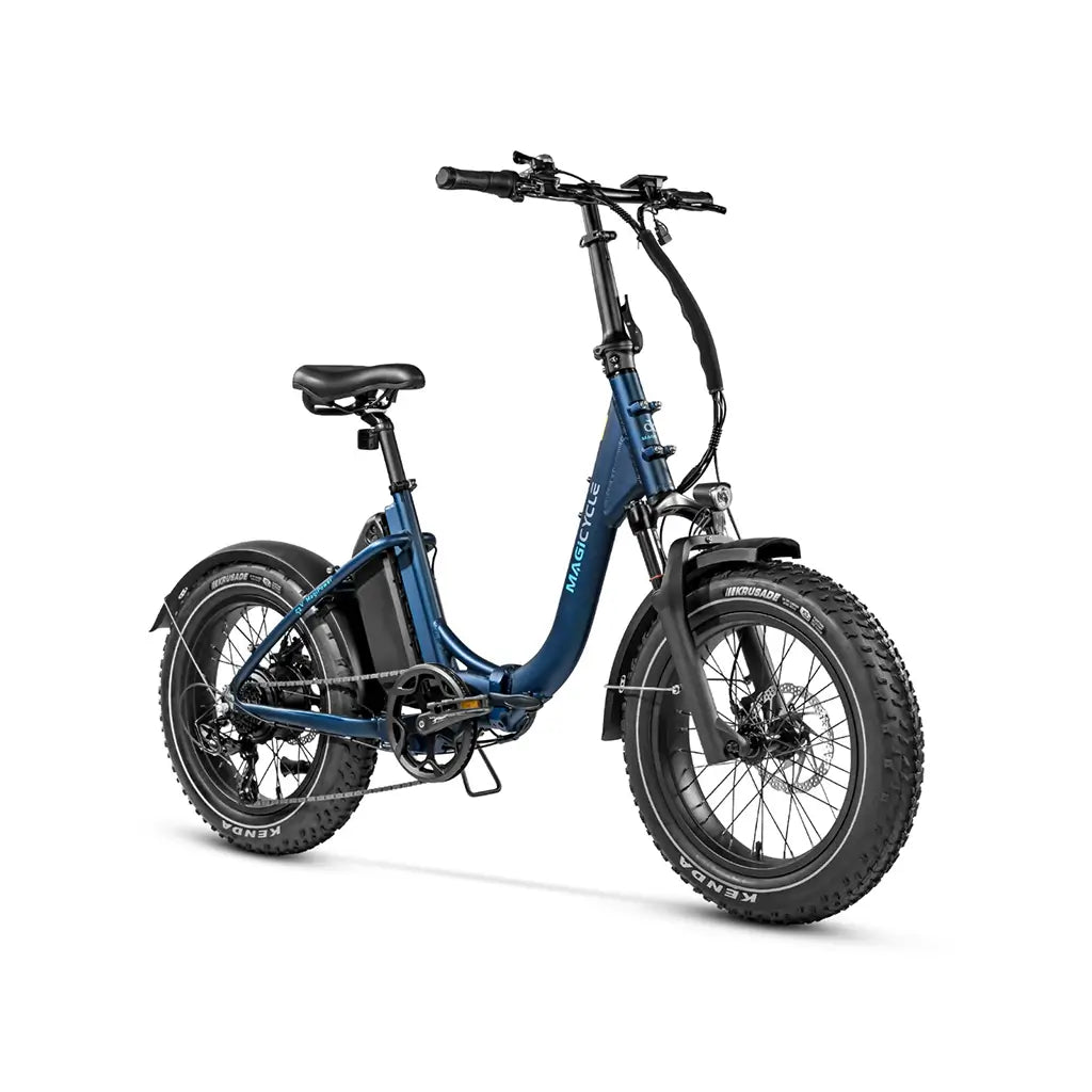 Magicycle Jaguarundi 600W 52V Folding Step-Thru Fat Tire Electric Bike Blue Right Slant