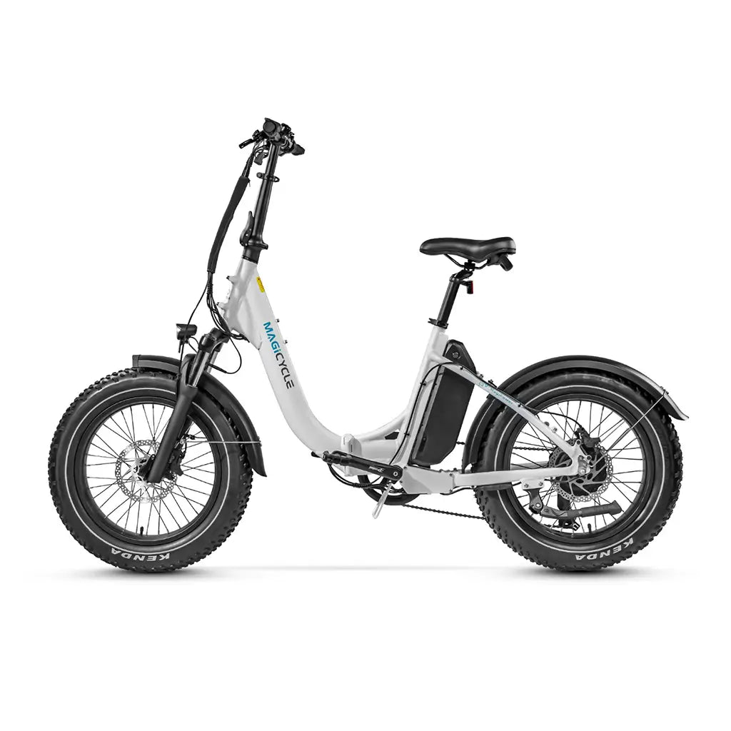 Magicycle Jaguarundi 600W 52V Folding Step-Thru Fat Tire Electric Bike White Left Side