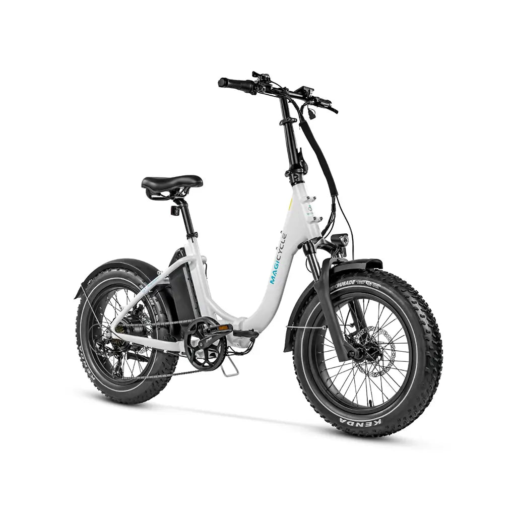 Magicycle Jaguarundi 600W 52V Folding Step-Thru Fat Tire Electric Bike White Right Slant