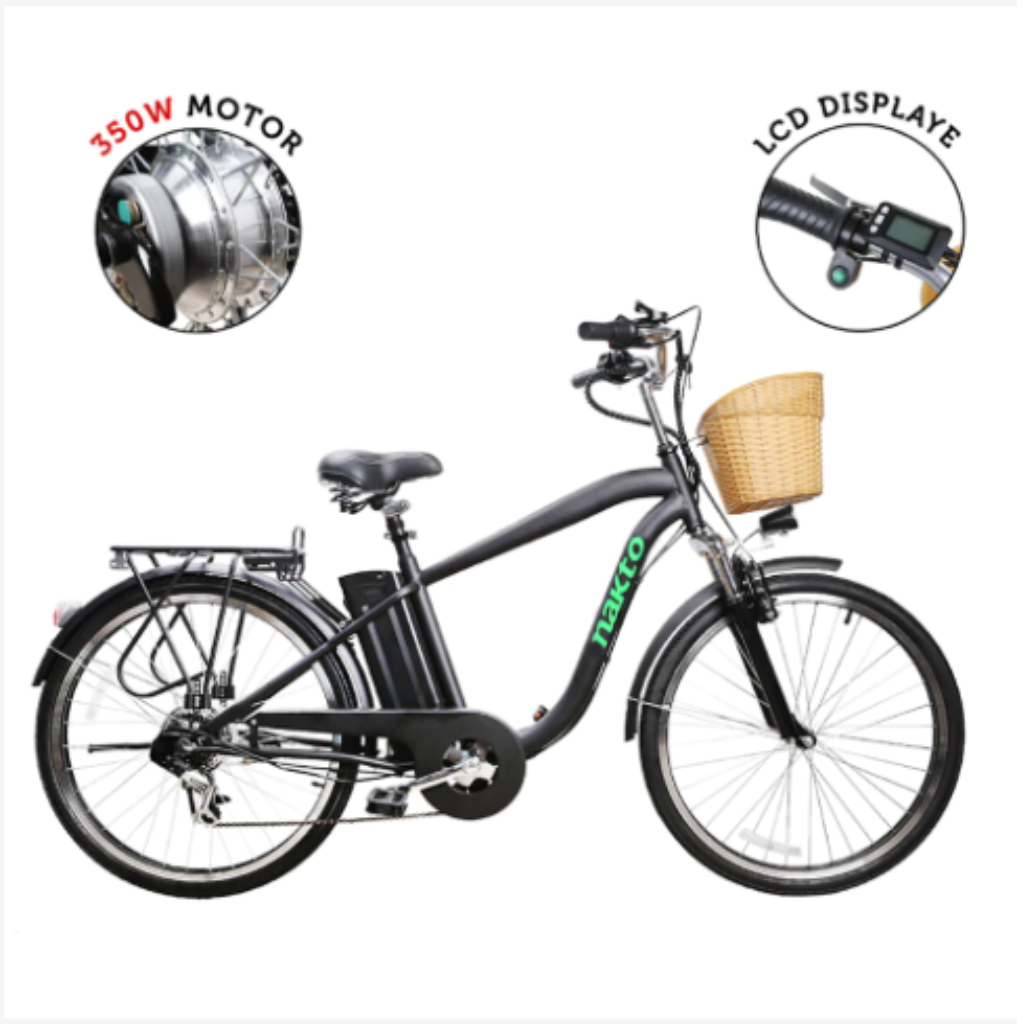 Nakto Camel City 26” Men's Cruiser Electric Bike 250W 36V With Basket