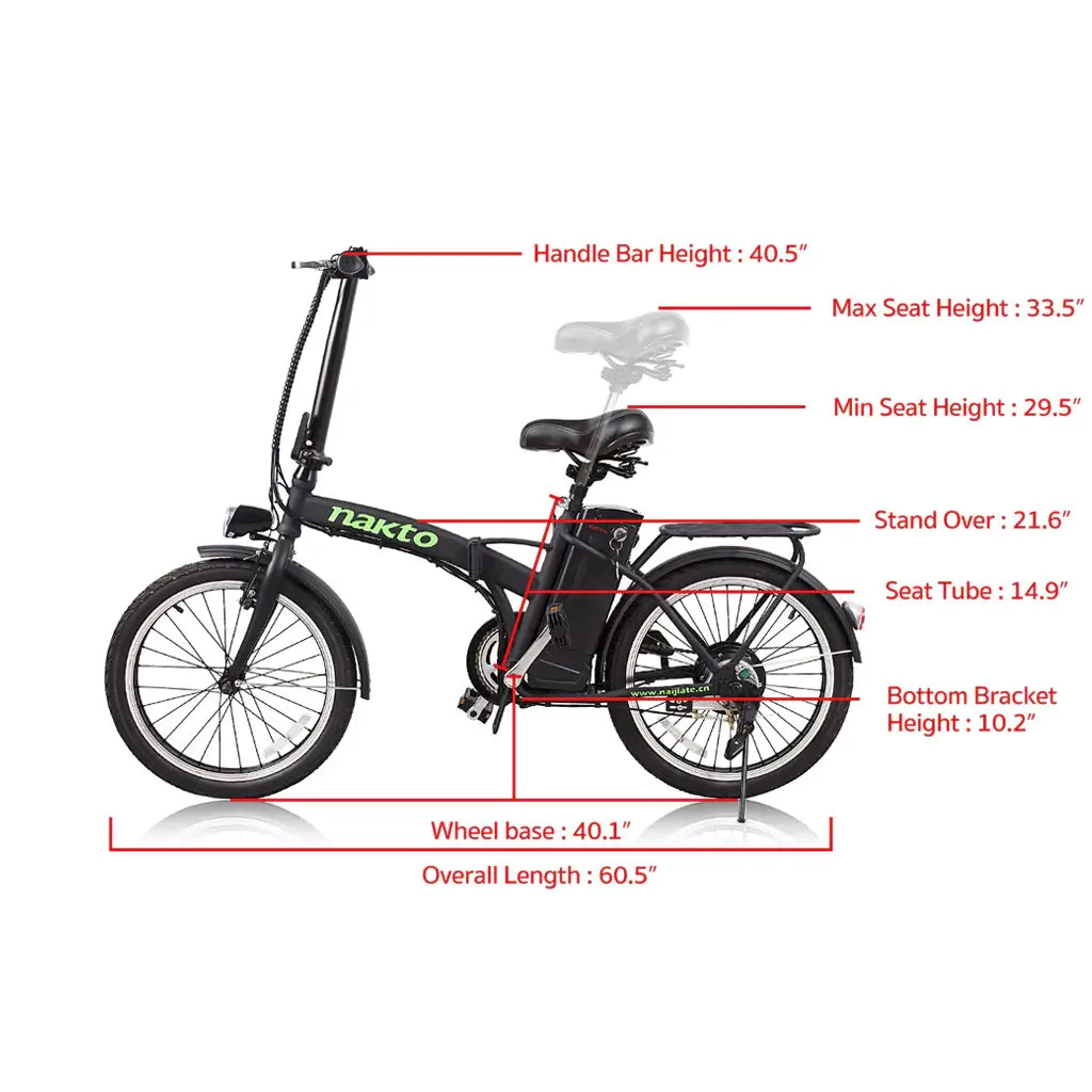 Nakto Fashion 20 Folding Electric Bike 250W 36V Zoom Electric