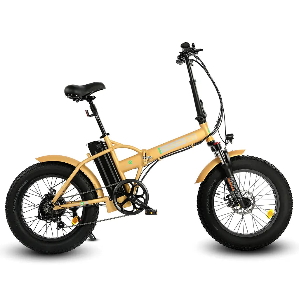 On Sale! Ecotric 20&quot; 500W 48V Fat Tire Folding Electric Bike Gold Right Side