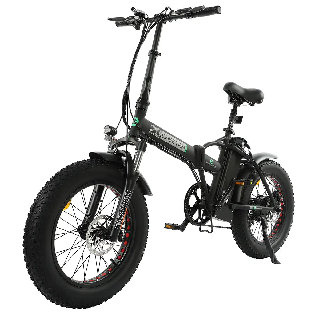 On Sale! Ecotric 20&quot; 500W 48V Fat Tire Folding Electric Bike Black Slant