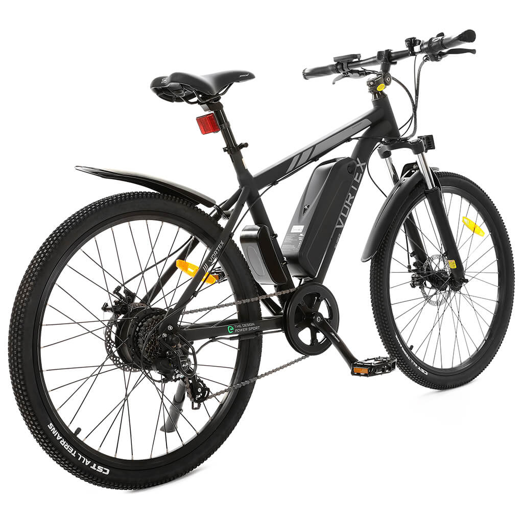 On Sale! UL Certified - Ecotric Vortex 350W 36V Electric City Cruiser Bike Black Rear View