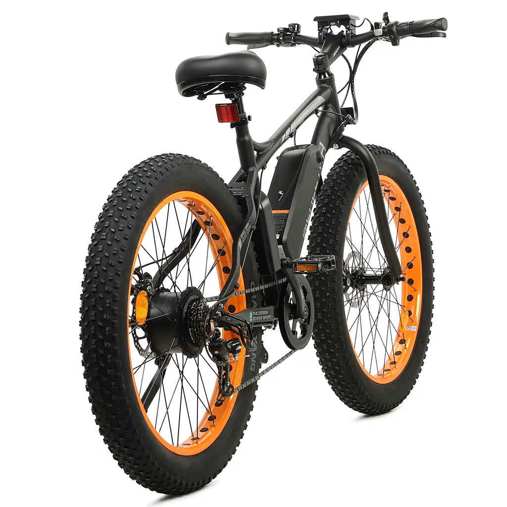 On Sale! UL Certified Ecotric Cheetah Beach Snow 36V 500W Fat Tire Electric Bike Orange Right Slant