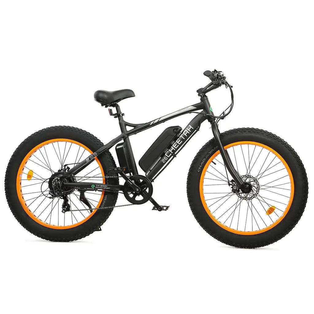 On Sale! UL Certified Ecotric Cheetah Beach Snow 36V 500W Fat Tire Electric Bike Orange Right Side