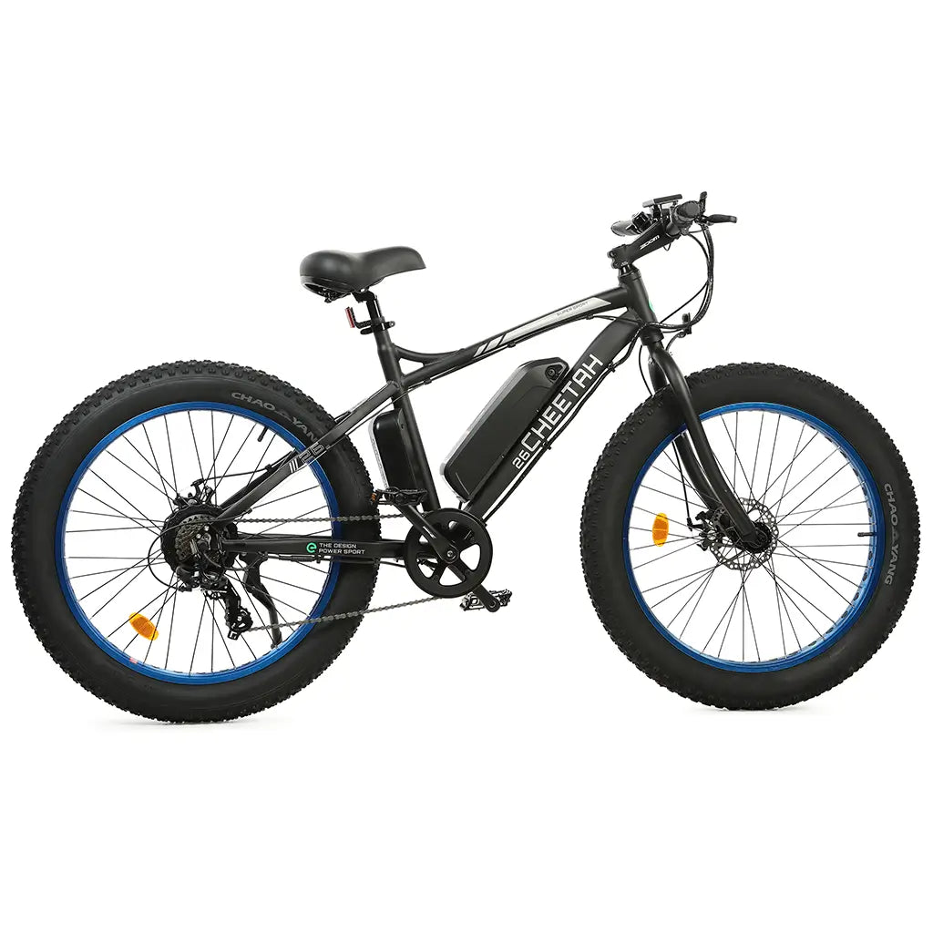 On Sale! UL Certified Ecotric Cheetah Beach Snow 36V 500W Fat Tire Electric Bike Blue Right Side