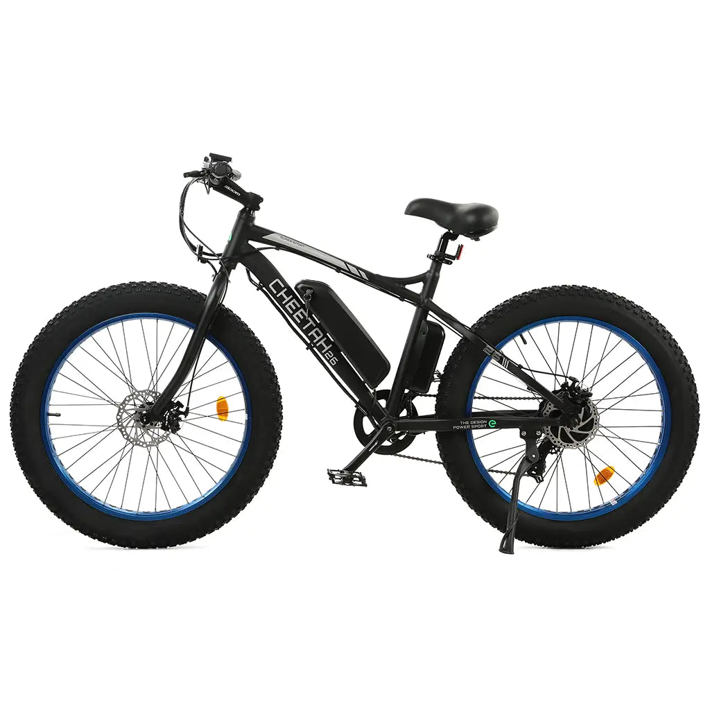On Sale! UL Certified Ecotric Cheetah Beach Snow 36V 500W Fat Tire Electric Bike Blue Left Side