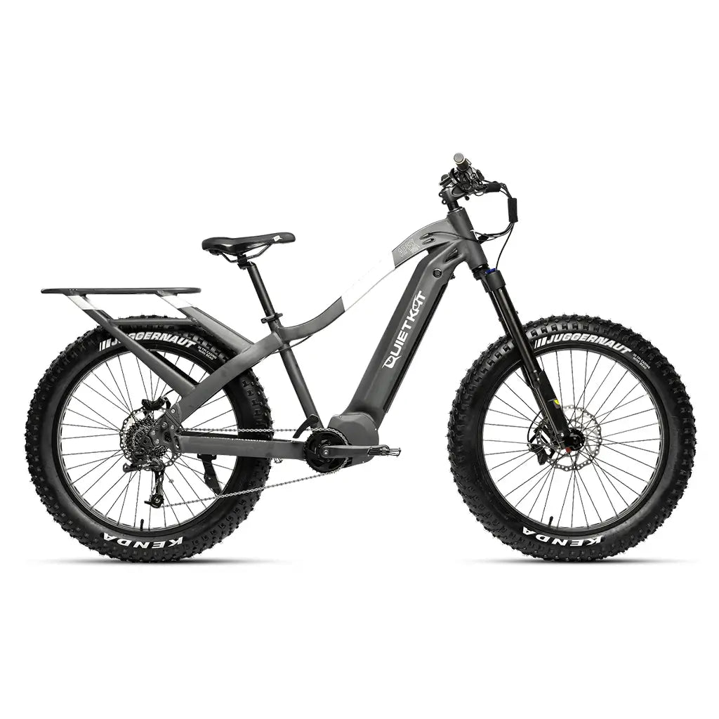 QuietKat Apex Pro 1000W 48V All Terrain Fat Tire Electric Mountain Bike Gray Side View