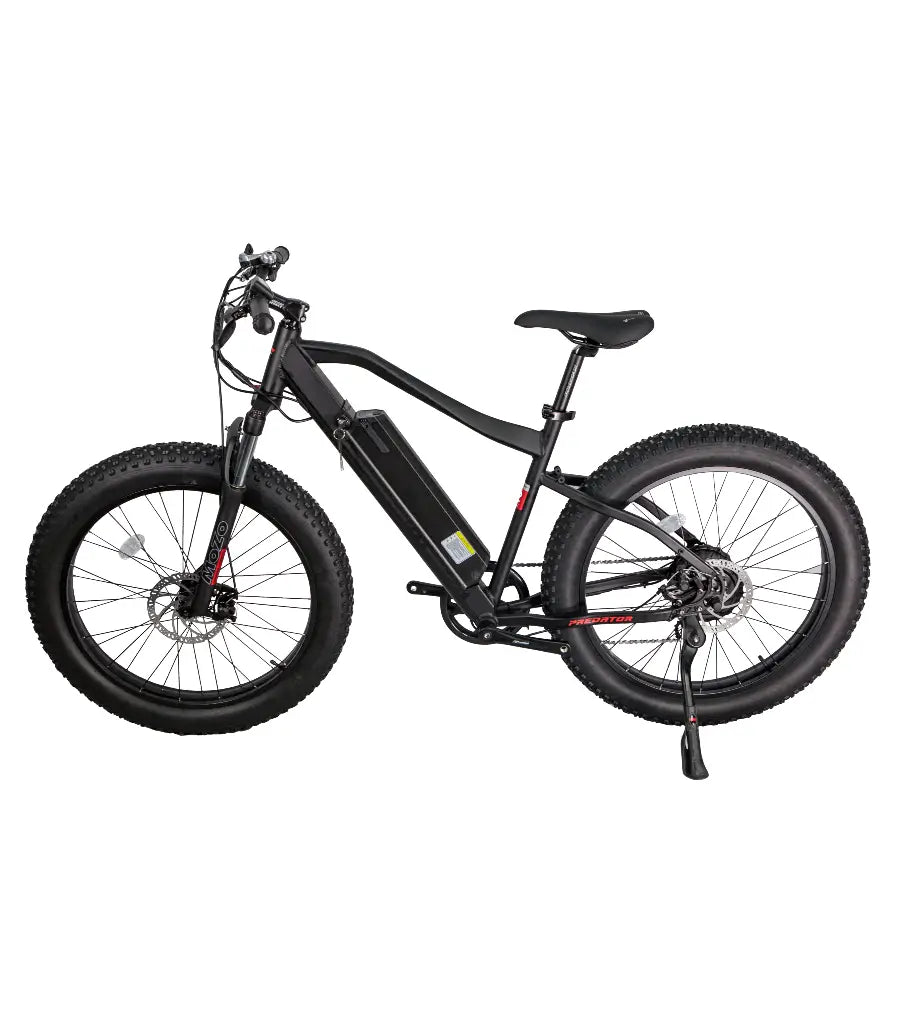 Revi Bikes Predator 500W 48V Fat Tire Mountain Electric Bike Black Side View