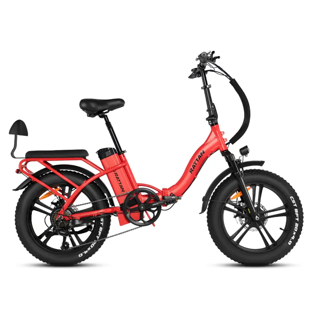 Rattan LF-750 Pro 750W 48V Fat Tire Folding Electric Bike Red Right Side