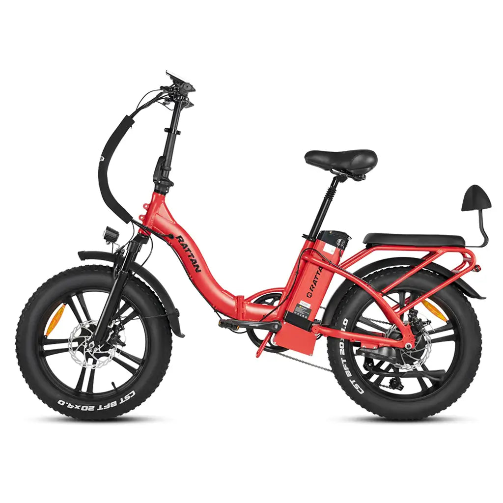Rattan LF-750 Pro 750W 48V Fat Tire Folding Electric Bike Red Left Side