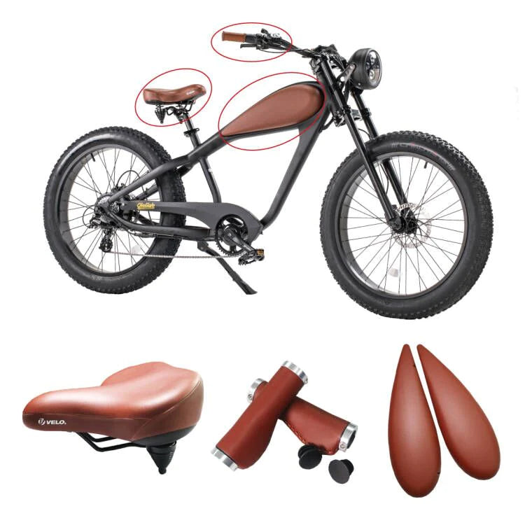 Revi Bikes Cheetah PLUS Cafe Racer 750W 48V 17.5Ah Fat Tire Cruiser El Zoom Electric Bikes