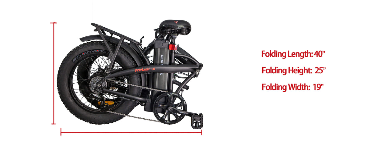 Revi Bikes Rebel 1.0 Electric Bike Folding Measurements 