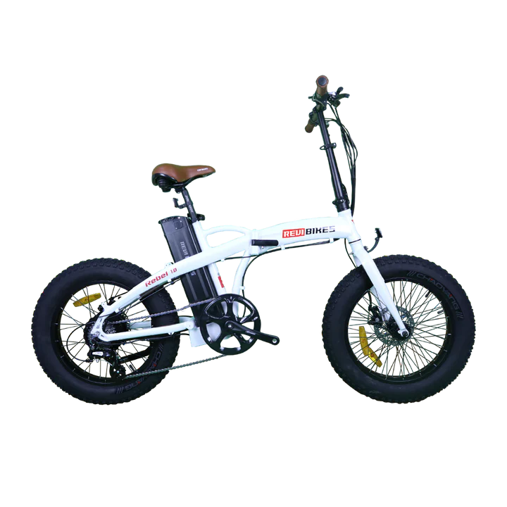 Revi Bikes White Rebel 1.0 Fat Tire 500W 48V Folding Electric Bike