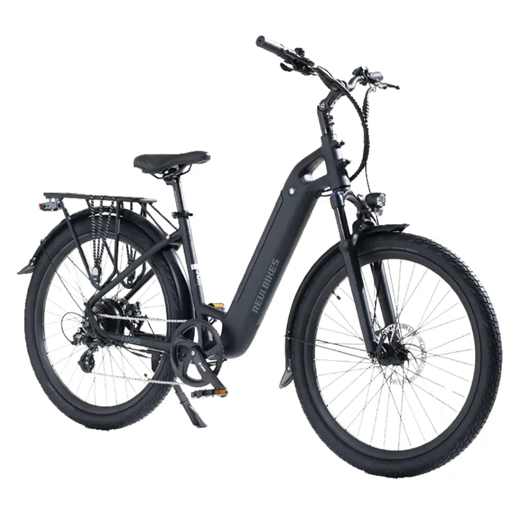 Revi Oasis Step-Through 500W 48V Commuter Electric Bike black right slant