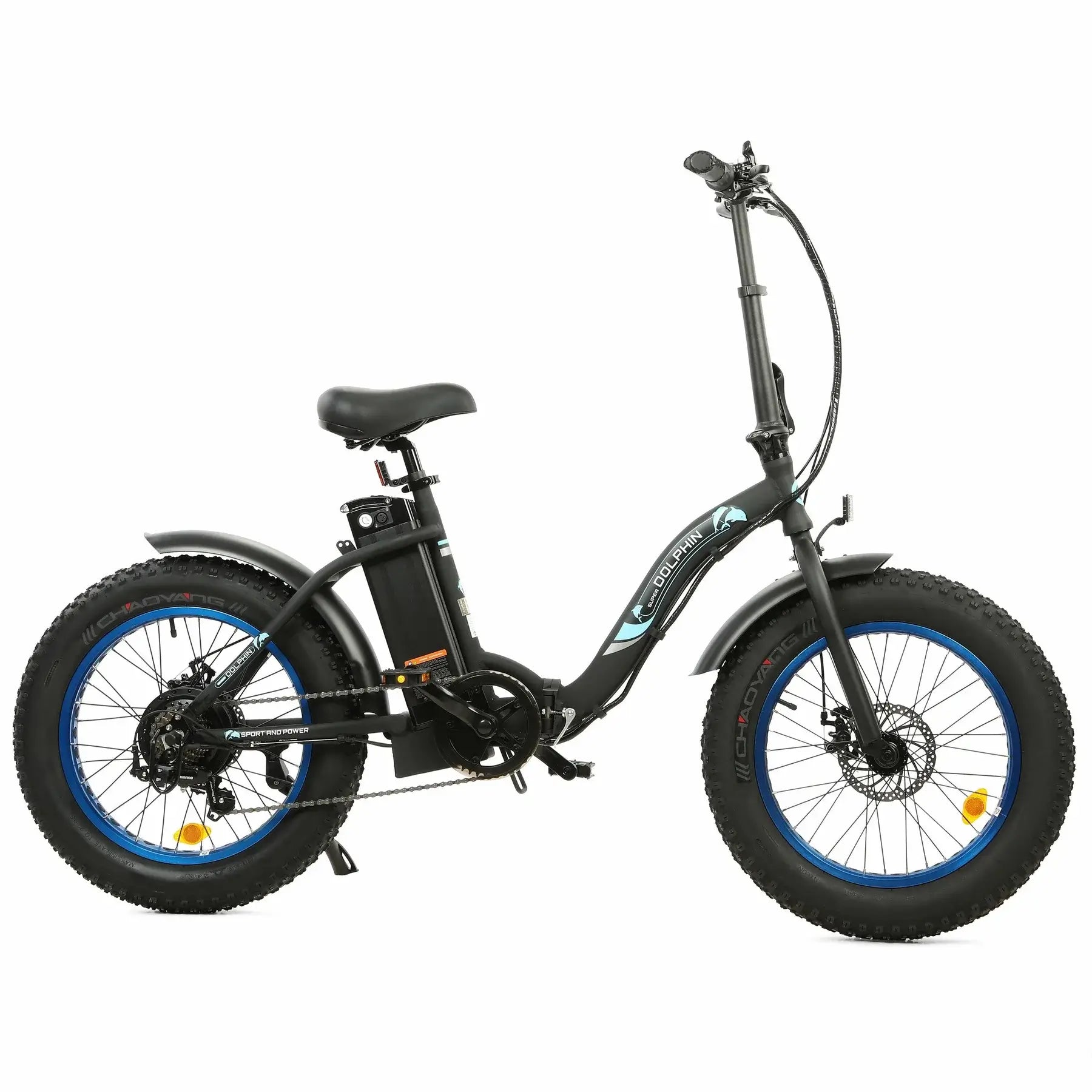 UL Certified - Ecotric Dolphin 36V 500W Portable Folding Fat Tire Electric Bike Black Side
