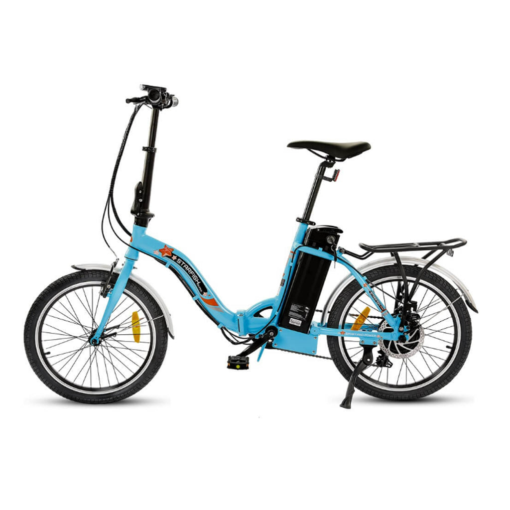 UL Certified - Ecotric Starfish Folding Step Through 350W 36V Electric Bike Blue
