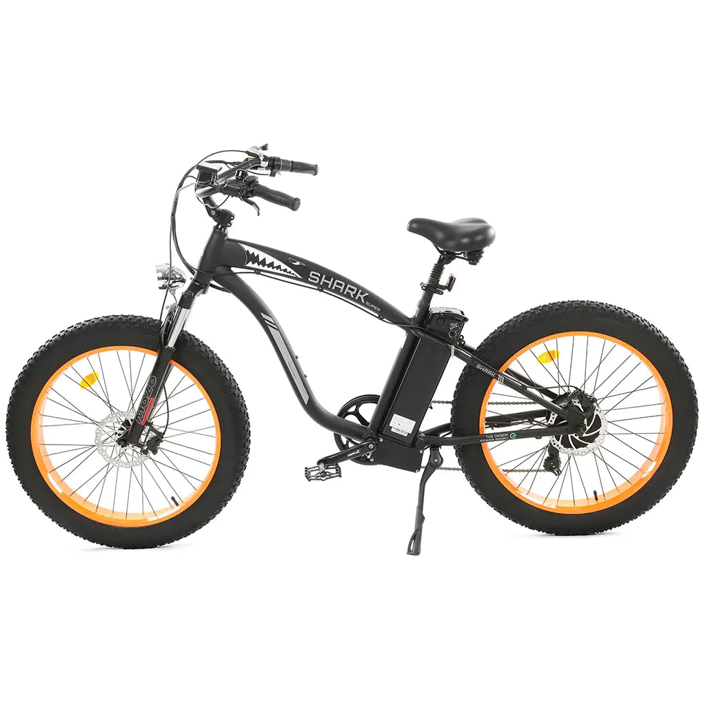 UL Certified Ecotric Hammer 48V 750W Beach Snow Fat Tire Electric Bike Orange Left Side