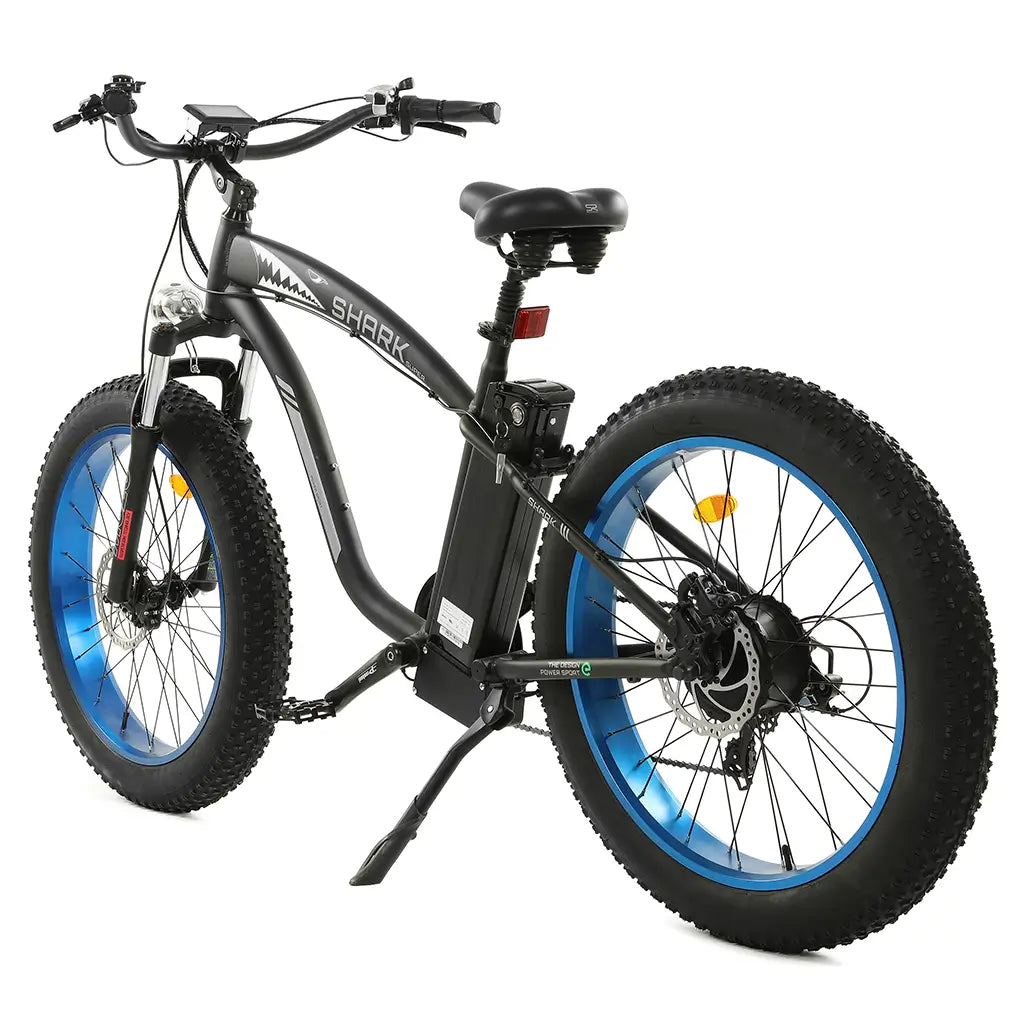 UL Certified Ecotric Hammer 48V 750W Beach Snow Fat Tire Electric Bike Black Left Side Slant