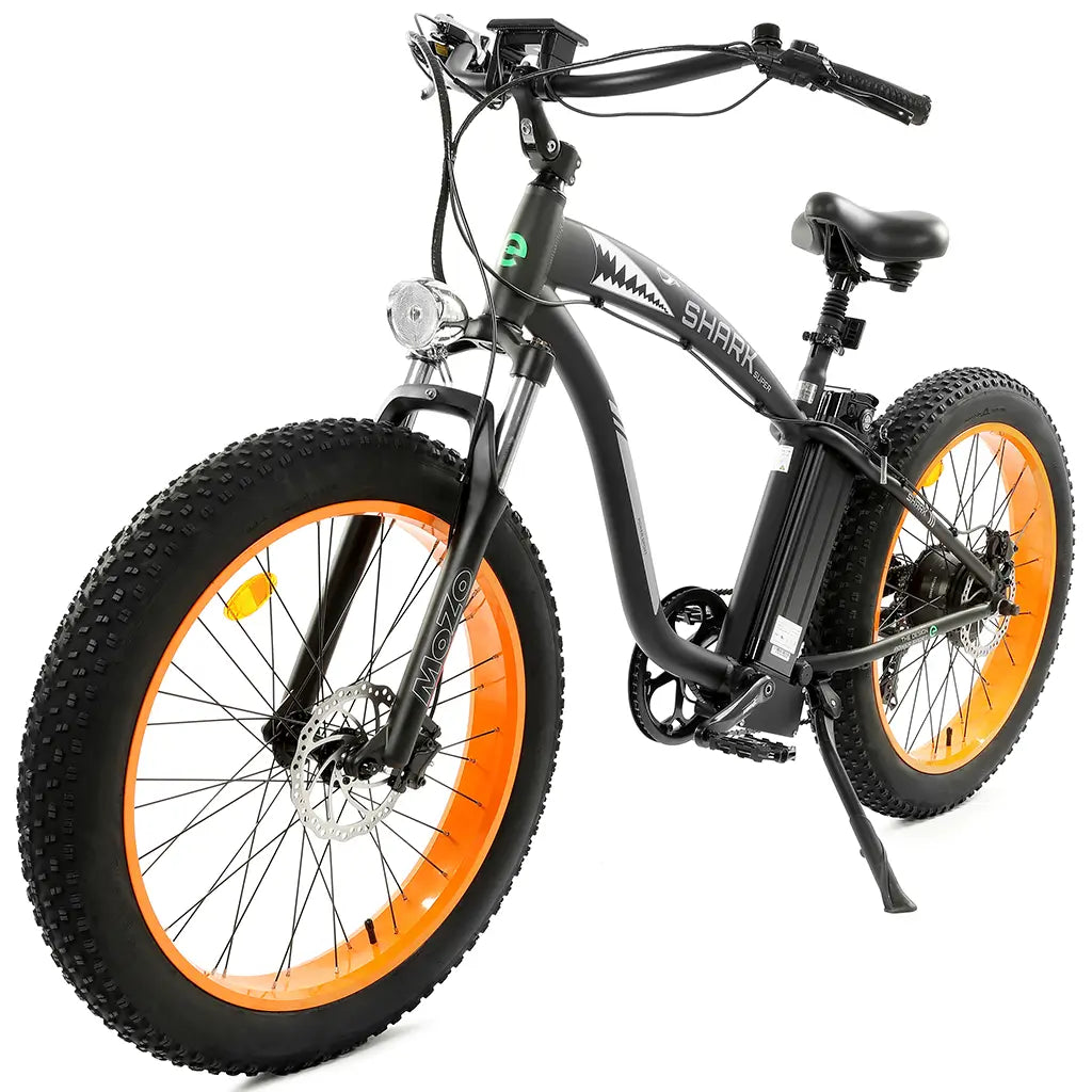 UL Certified Ecotric Hammer 48V 750W Beach Snow Fat Tire Electric Bike Orange Left Side Slant