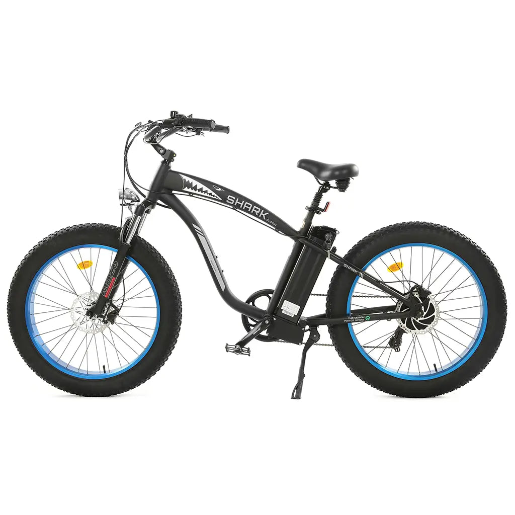 UL Certified Ecotric Hammer 48V 750W Beach Snow Fat Tire Electric Bike Black Left Side
