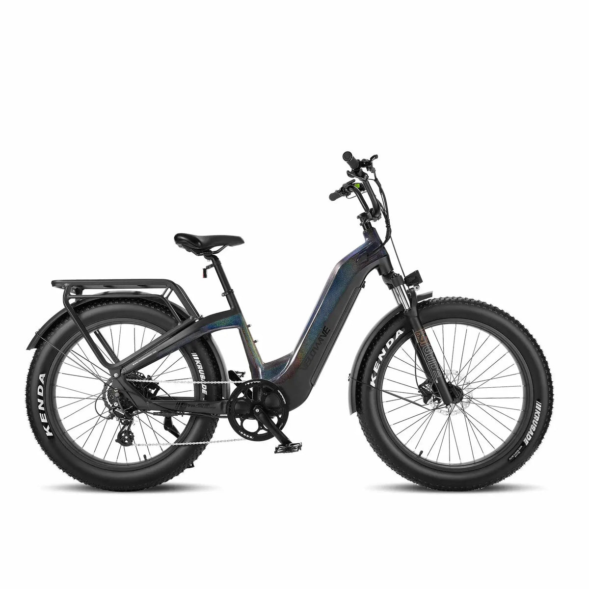 Velowave Grace Step Thru 750W 48V Fat Tire Commuter Electric Bike Black with rack and fender
