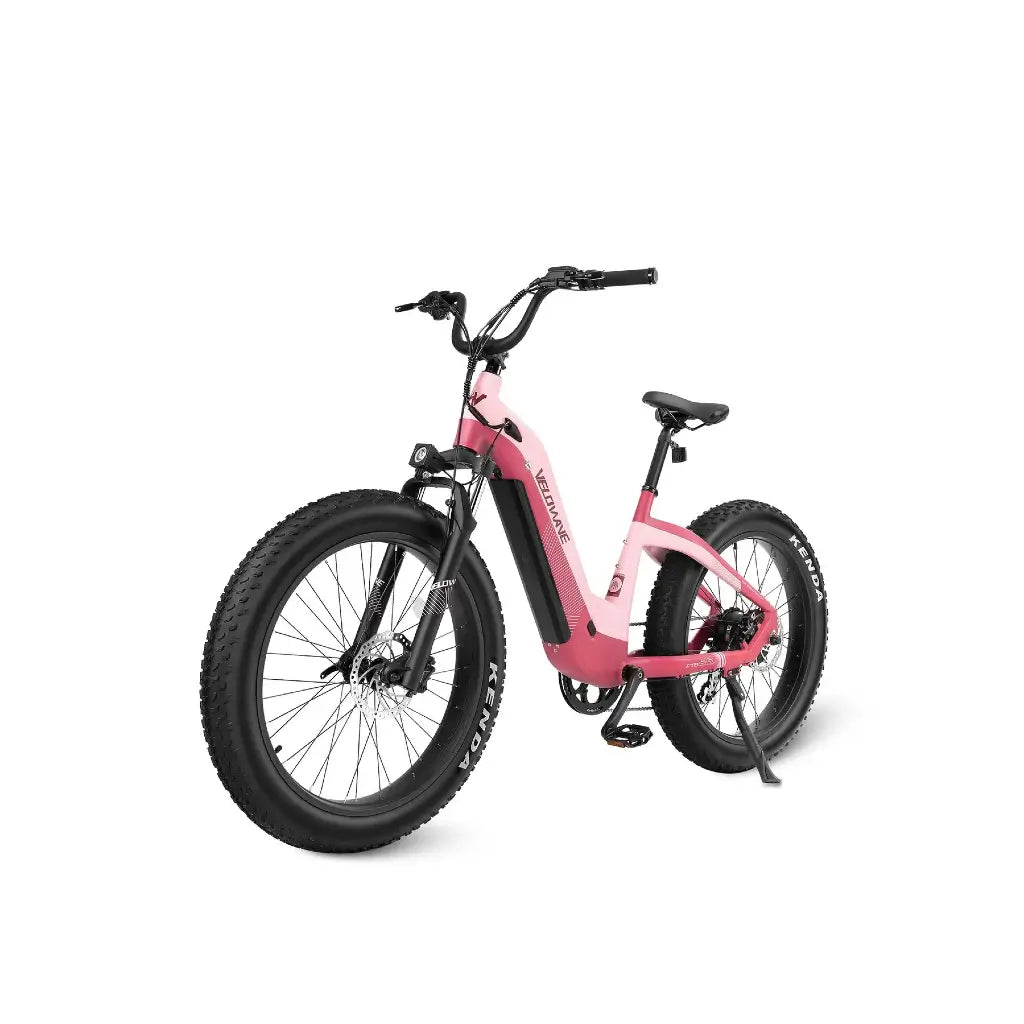 Velowave Grace Step Thru 750W 48V Fat Tire Commuter Electric Bike pink left