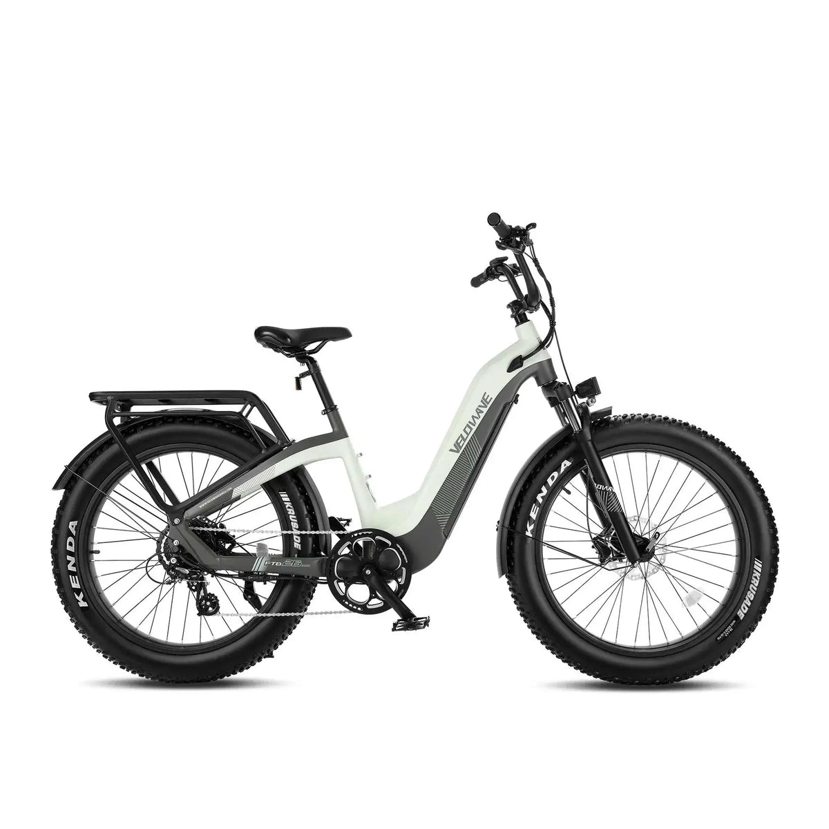 Velowave Grace Step Thru 750W 48V Fat Tire Commuter Electric Bike White with Rack and Fender
