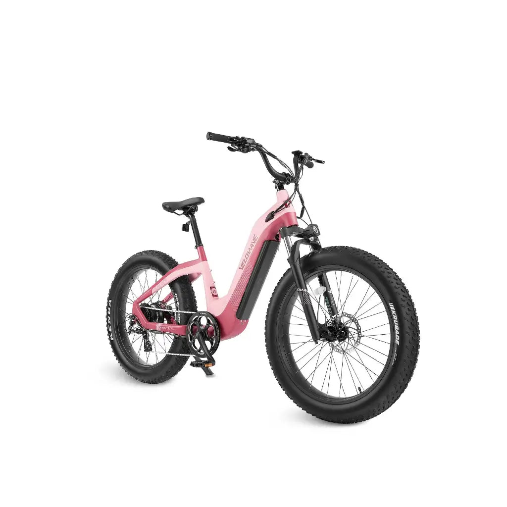 Velowave Grace Step Thru 750W 48V Fat Tire Commuter Electric Bike pink right