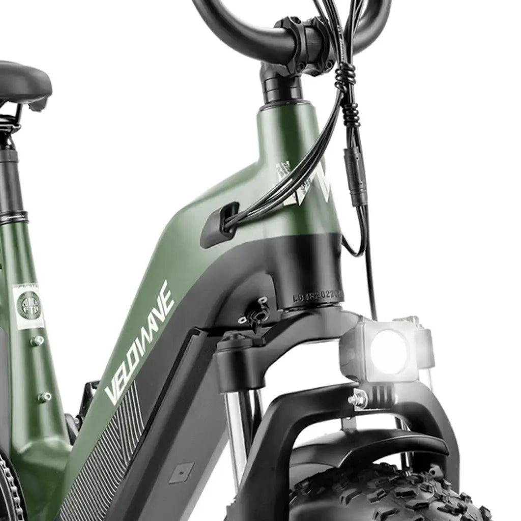 Velowave Pony Step Thru 750W 48V Fat Tire Commuter Electric Bike headlight