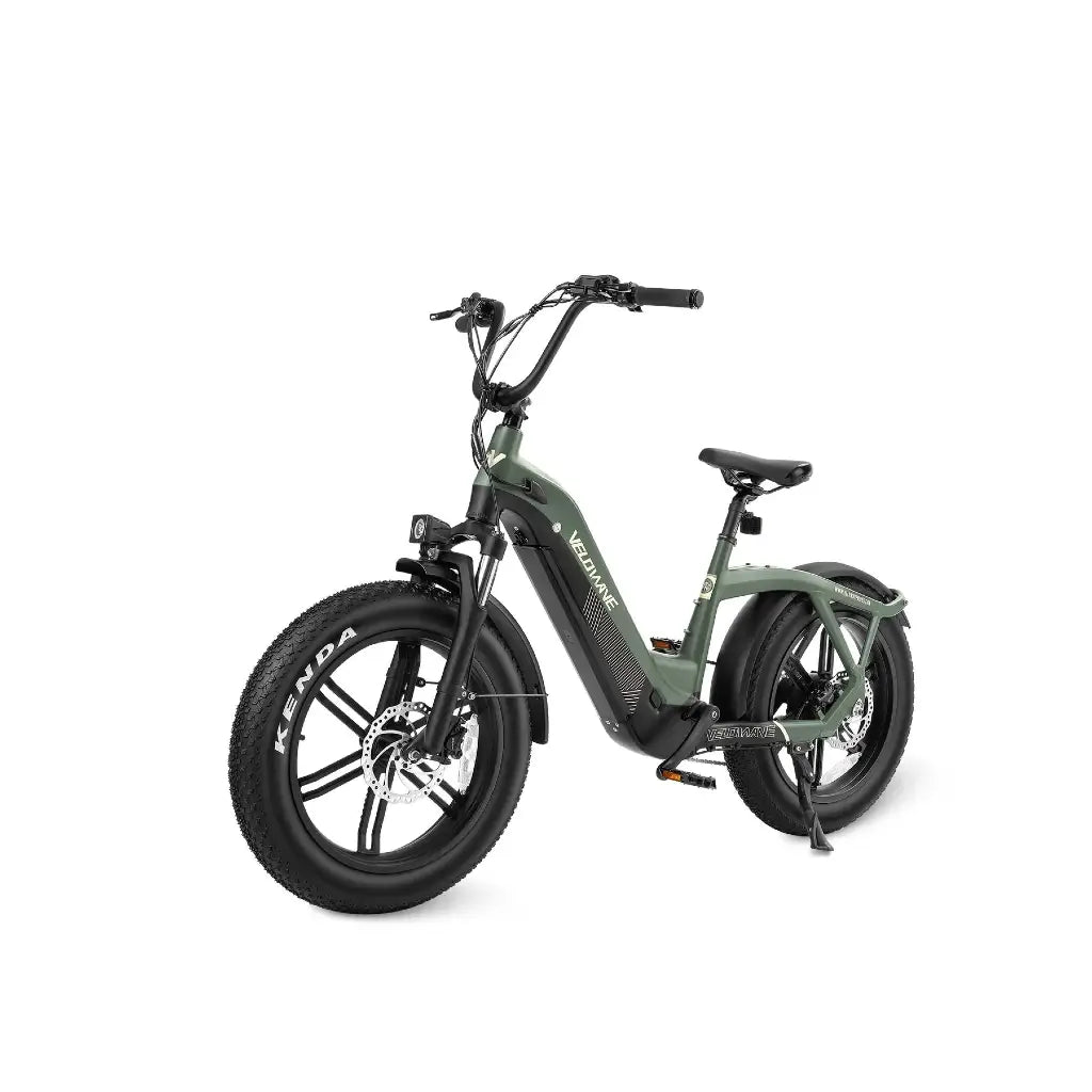 Velowave Pony Step Thru 750W 48V Fat Tire Commuter Electric Bike green left
