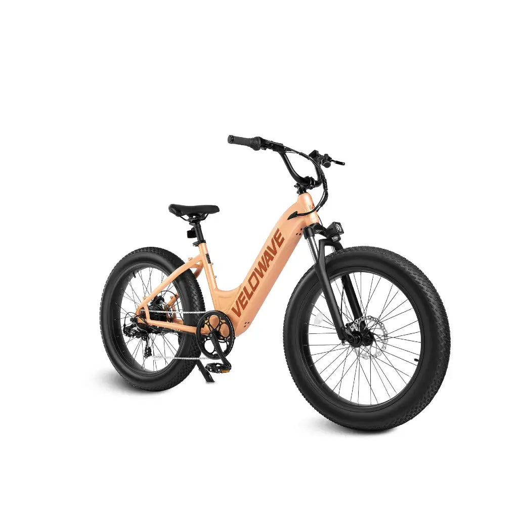 Velowave Rover Step Thru 750W 48V Fat Tire Commuter Electric Bike rose gold right