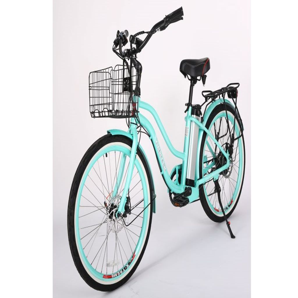 X Treme Malibu Elite 24V Step Through Beach Cruiser Bike Mint Green Left Angle