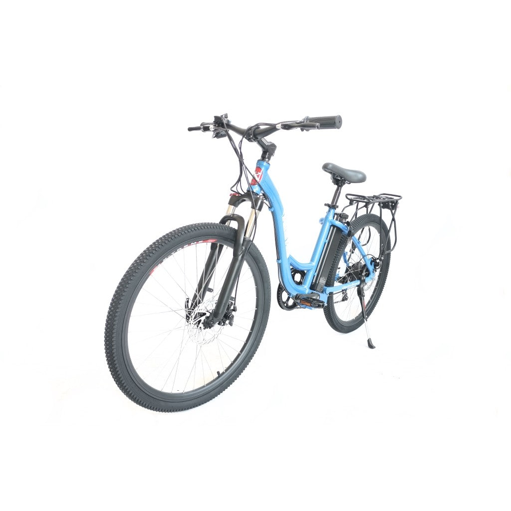 X-Treme TC36 Step Through Mountain Electric Bike Baby Blue Side Angle
