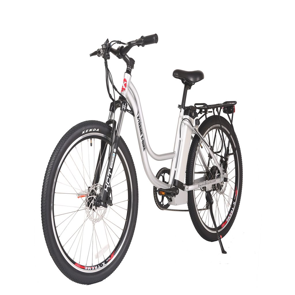 X Treme Trail Climber Elite 24V Step Thru Commuter Electric Bike Alum Left Angle
