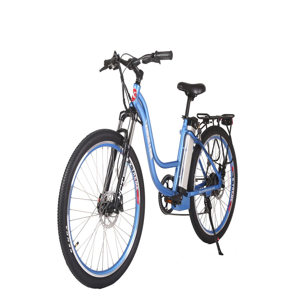 X Treme Trail Climber Elite 24V Step Thru Commuter Electric Bike Baby Blue Left Angle