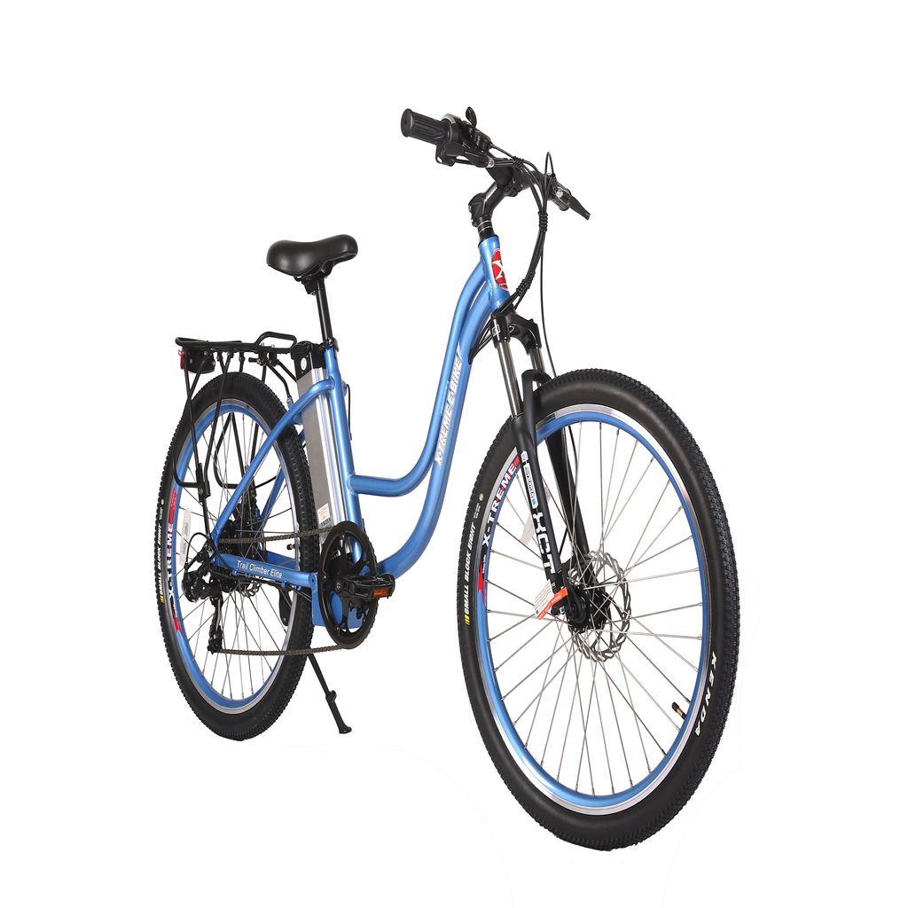 X Treme Trail Climber Elite 24V Step Thru Commuter Electric Bike Baby Blue Right Angle
