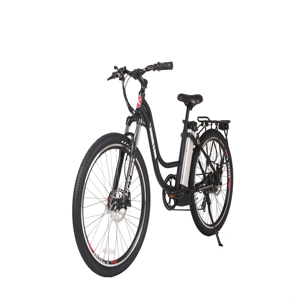 X Treme Trail Climber Elite 24V Step Thru Commuter Electric Bike Black Left Angle