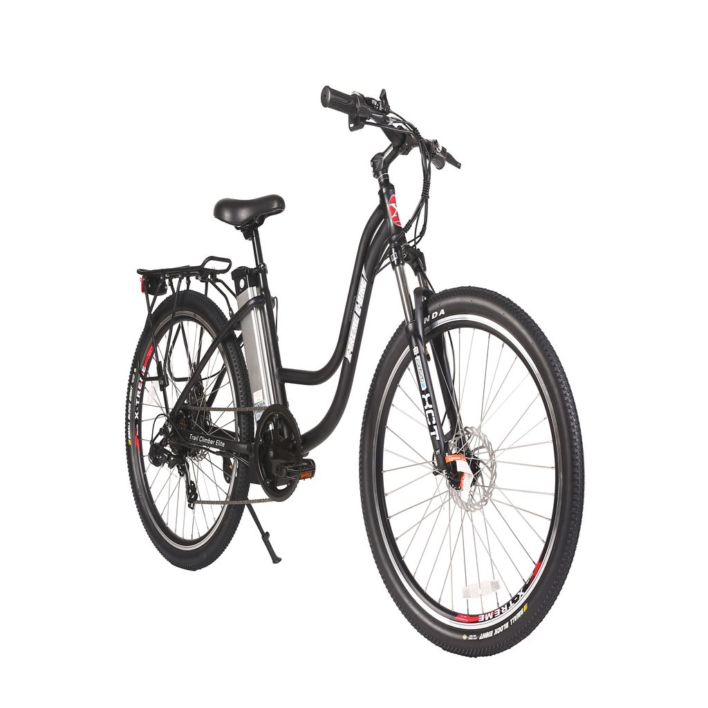 X Treme Trail Climber Elite 24V Step Thru Commuter Electric Bike Black Right Angle