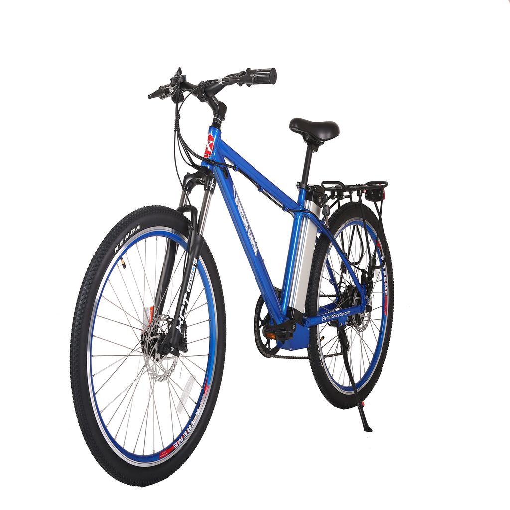 X Treme Trail Maker Elite 24V Mountain Electric Bike Metallic Blue Left Angle