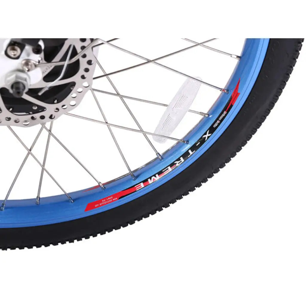 X-Treme Rubicon 500W 48V Mountain Electric Bike blue tire
