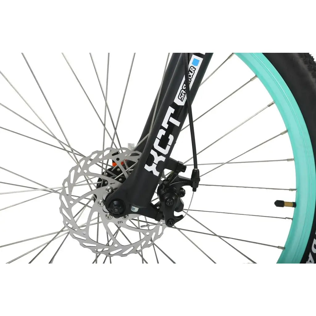 X-Treme Sedona 48V 500W Women&#39;s Step-Through Electric Mountain Bike green front break