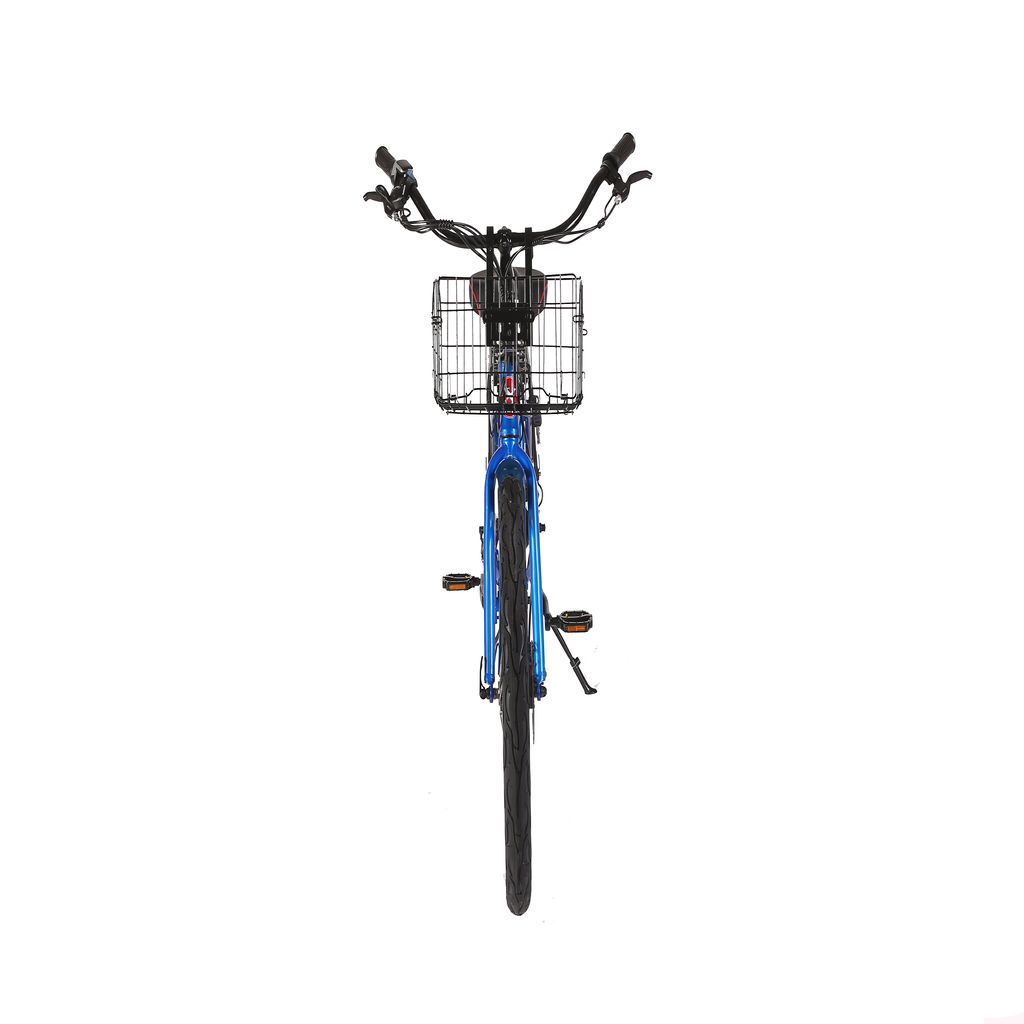 X-Treme Newport Elite 24V Beach Cruiser Electric Bike metallic blue front 